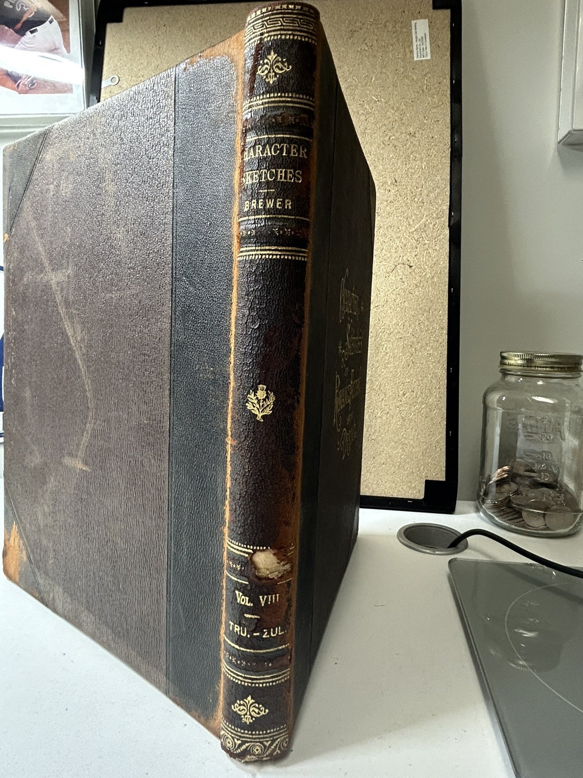 Antique 1902 Brewer Character Sketches Romance 8 Vol Complete Brown Leather Set
