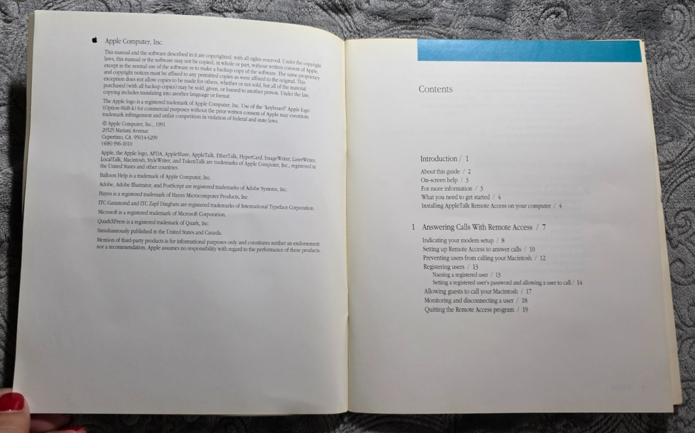 1991 AppleTalk Remote Access User’s Guide ~ Macintosh w/ Installer Disk Apple