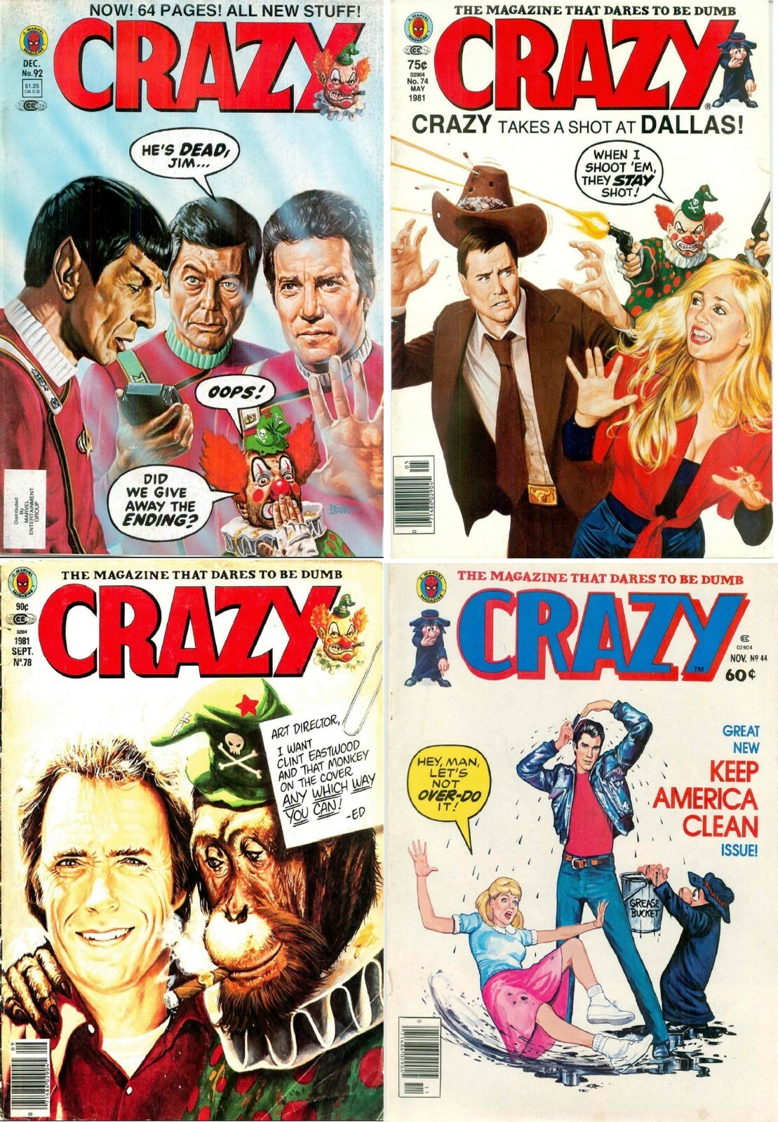 105 Old Issues of Crazy – Illustrated Satire Humor Funny Comics Magazines on DVD
