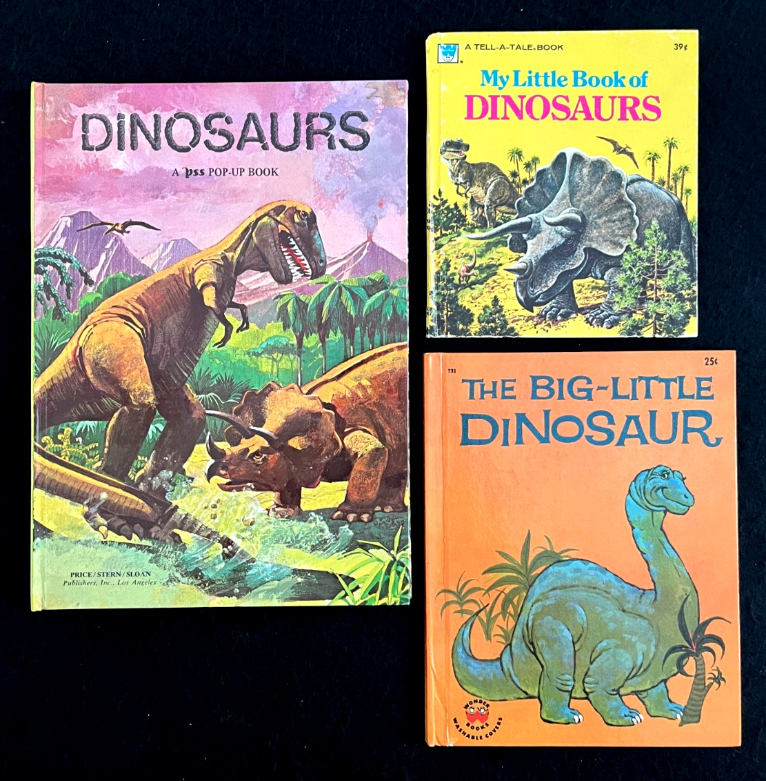 Vintage DINOSAUR children’s book set ~ POP-UP (VG+), Wonder & Whitman Books