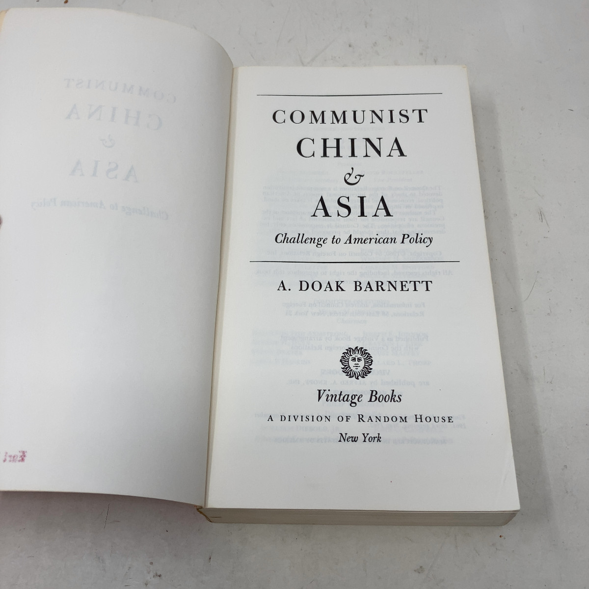 Communist China and Asia by A. Doak Barnett PB First Thus Very Good 1961