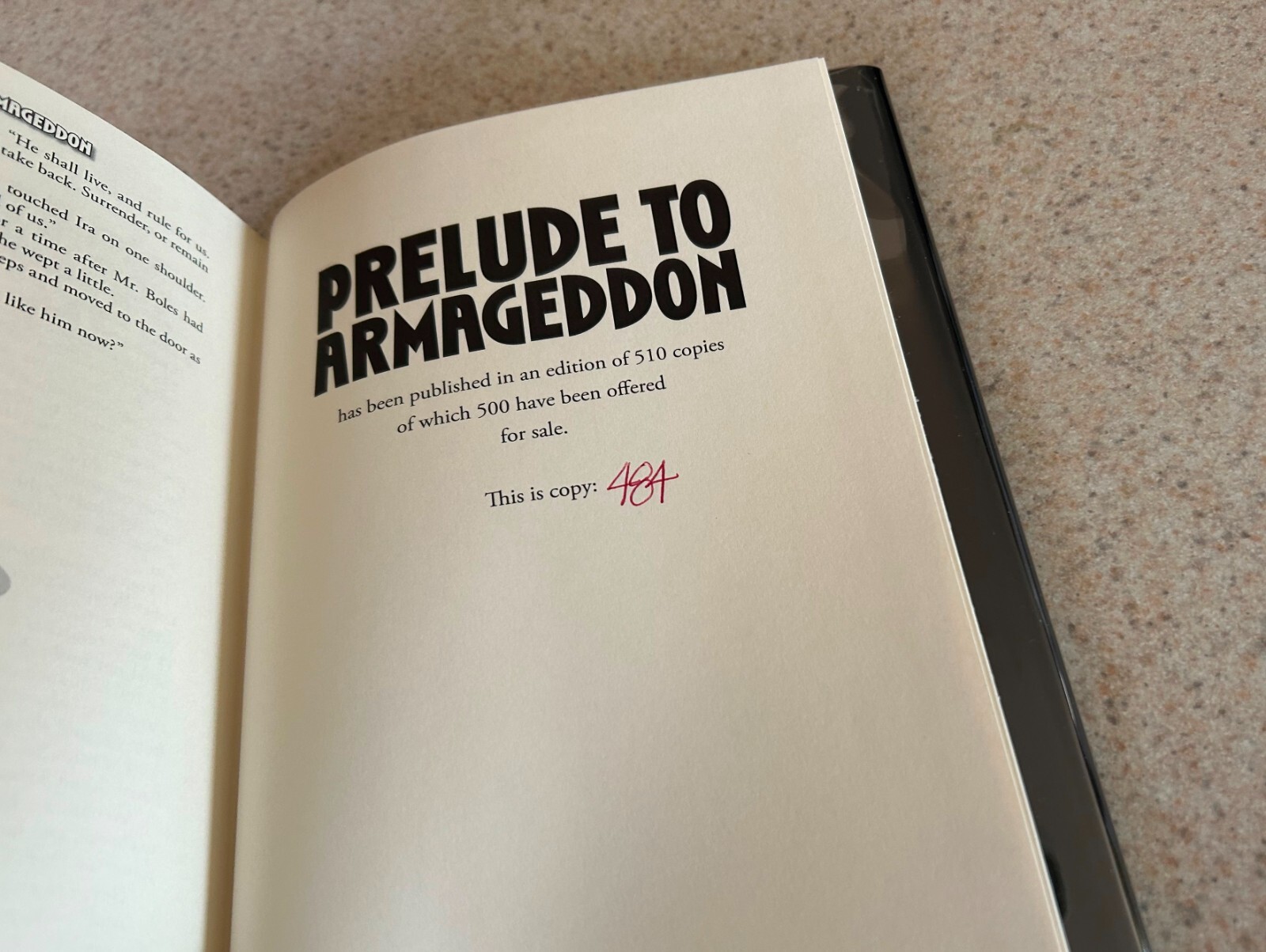 CARTMILL — Prelude Armageddon (2003 Darkside Press Sci FI) — Numbered LE HC