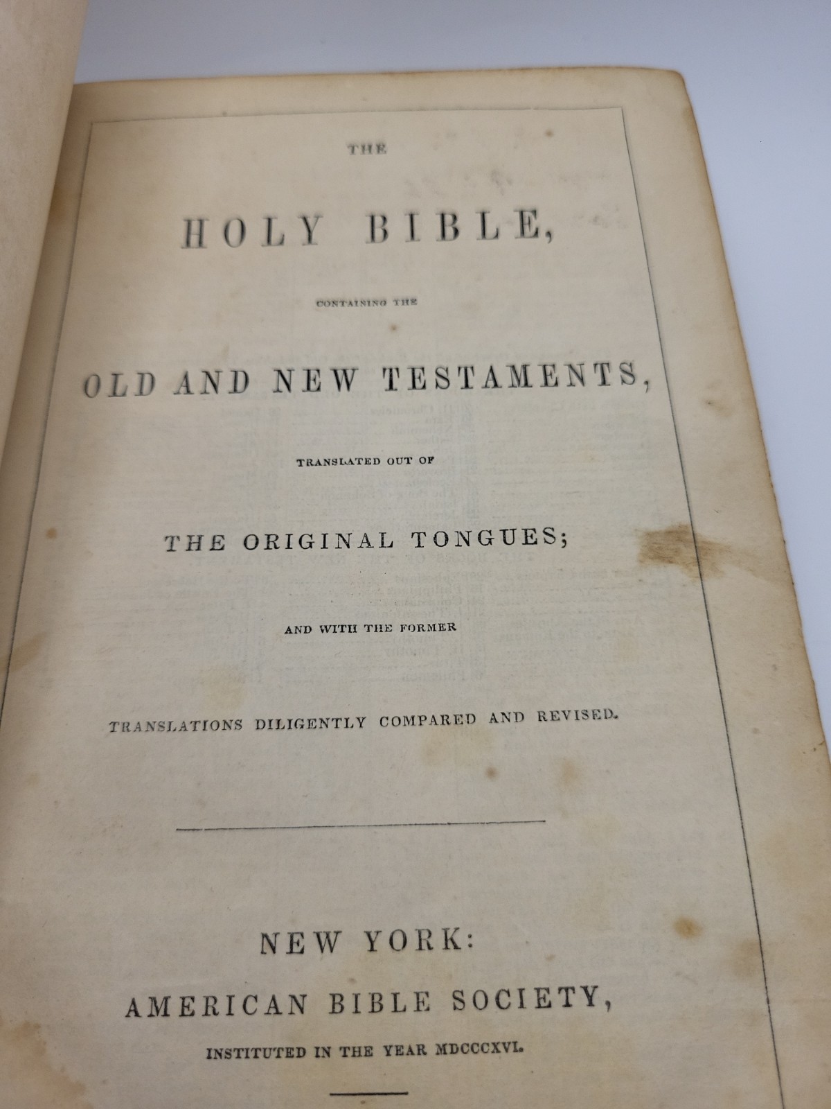 1854 American Bible Society NY Old & New Testament Original Tongues For Repair!