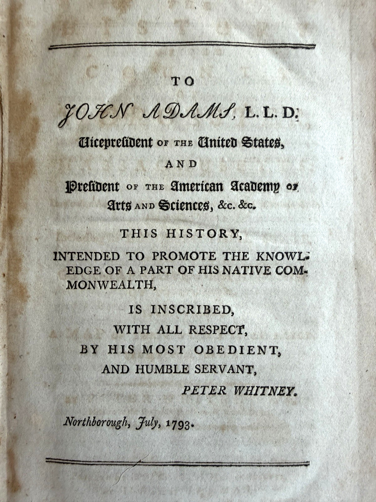 1793 1st Edition The History of County of Worcester Peter Whitney Isaiah Thomas
