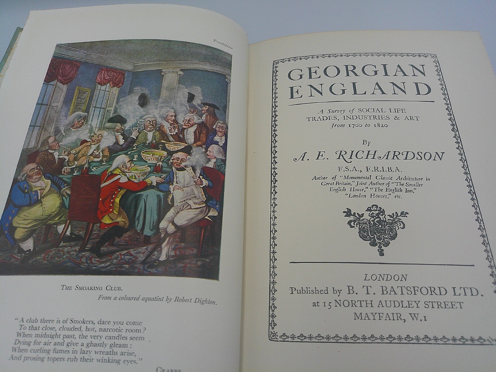Georgian England (A. E. Richardson) Hardback, 1931, English History 1700-1820