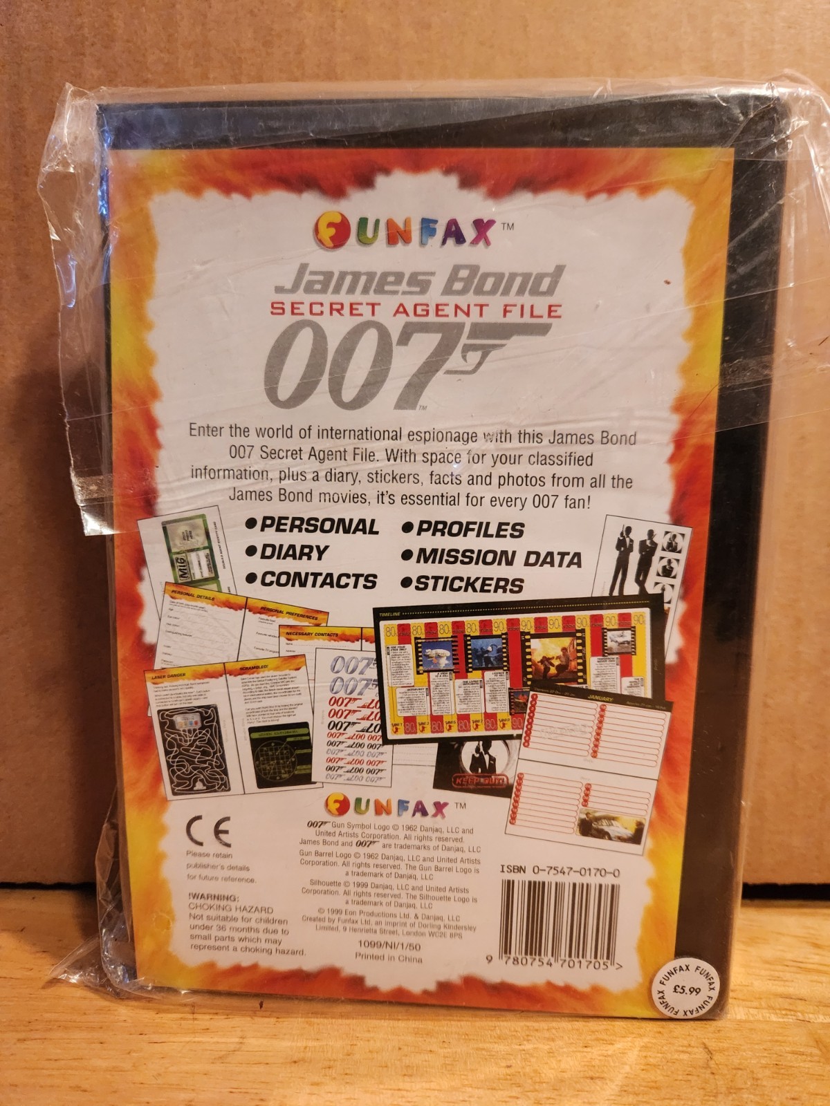 FunFax James Bond Secret Agent File 007 Activity Binder Stickers 1999 Vintage