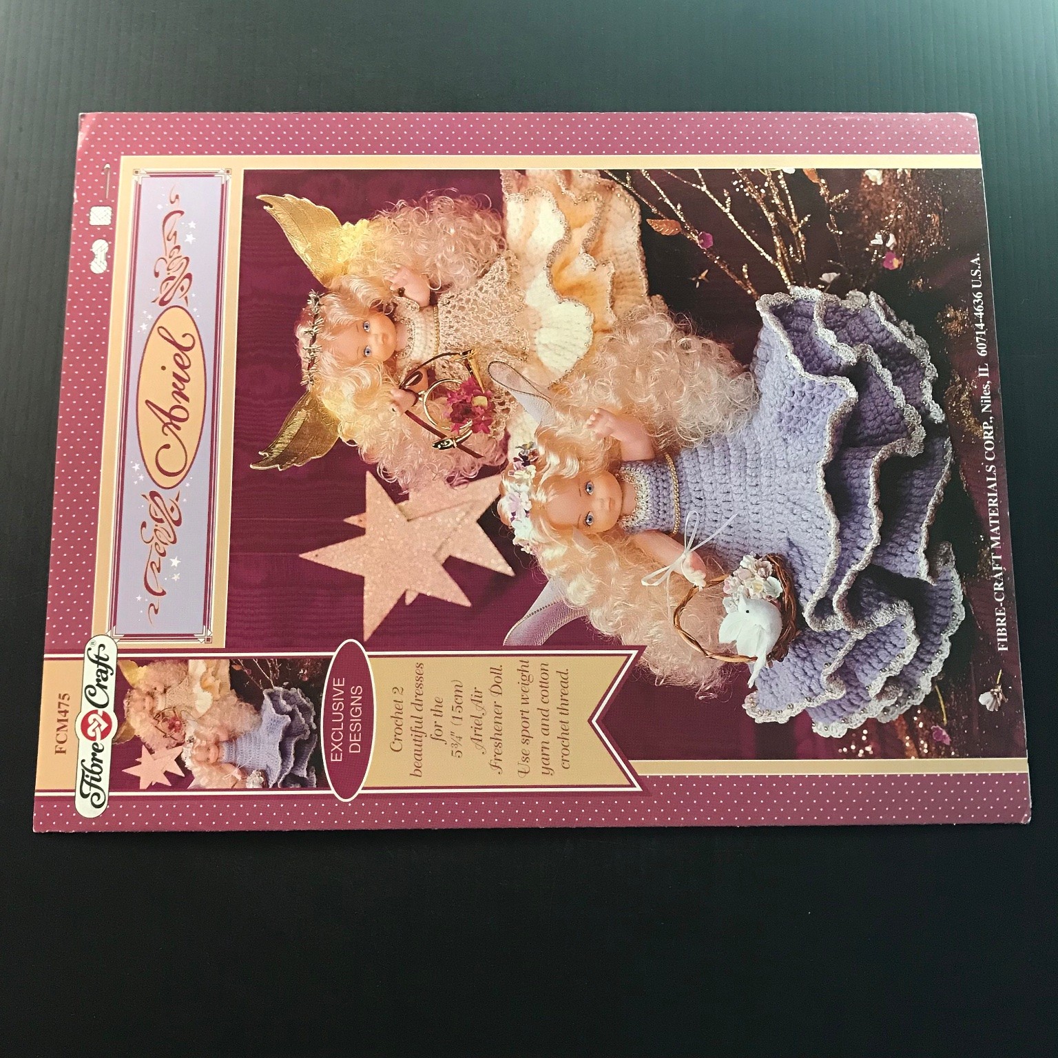 Ariel Fibre-Craft Crochet Doll Dress Pattern FCM475 1996 Fairy Angel