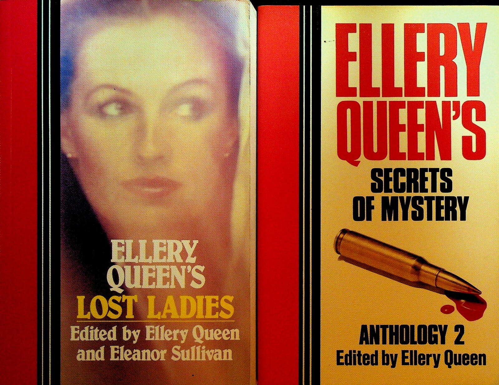 Ellery Queen Large Print Lot of 4 Mystery Books Lost Men Ladies Anthology