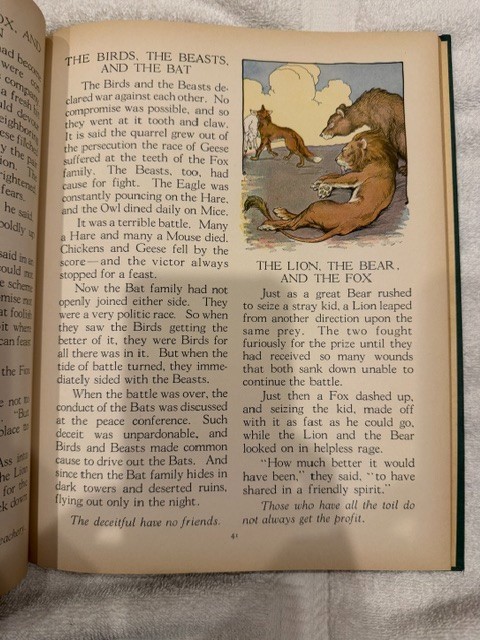 THE AESOP FOR CHILDREN MILO WINTER ILLUSTRATED 1937 RAND MCNALLY HARDCOVER