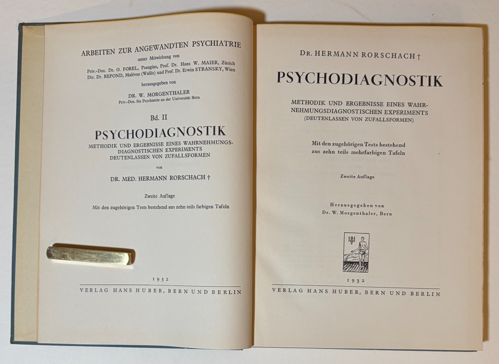 1932 Rorschach PSYCHODIAGNOSTIK 2 Vol Set Tafeln Complete Set 10 Inkblots Plates