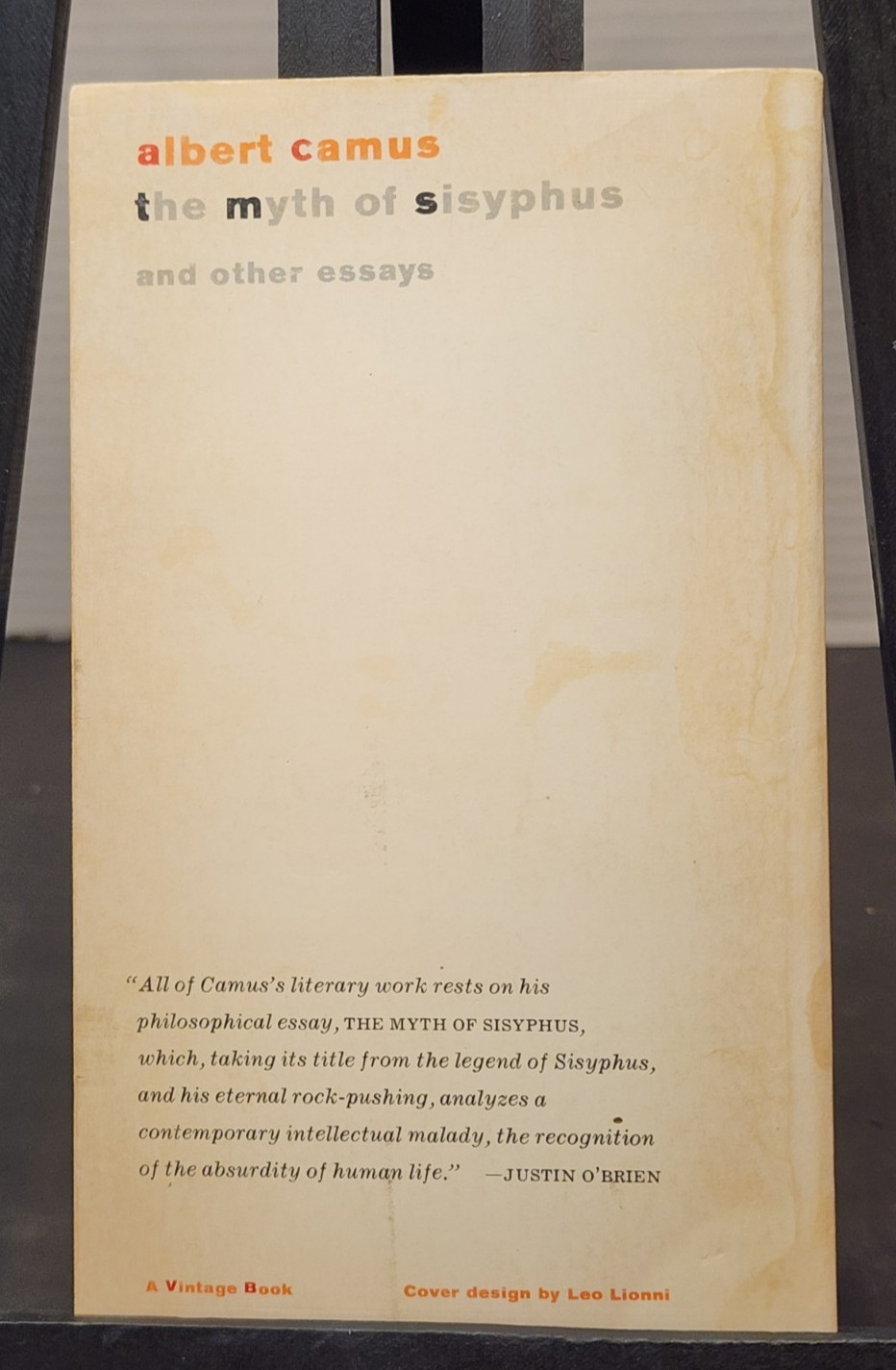 The Myth of Sisyphus and Other Essays By Albert Camus – Vintage Books 1955 PB