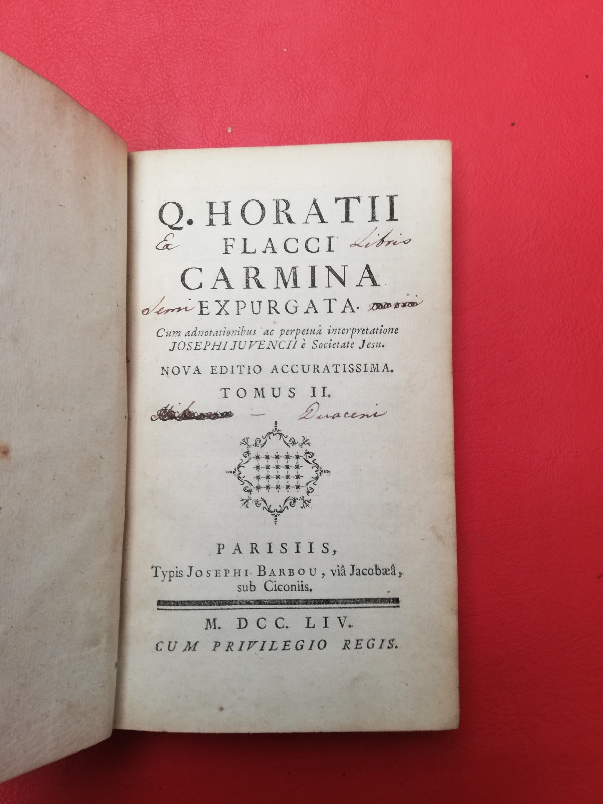 WORKS of HORACE 1754 in French Volume 2 .