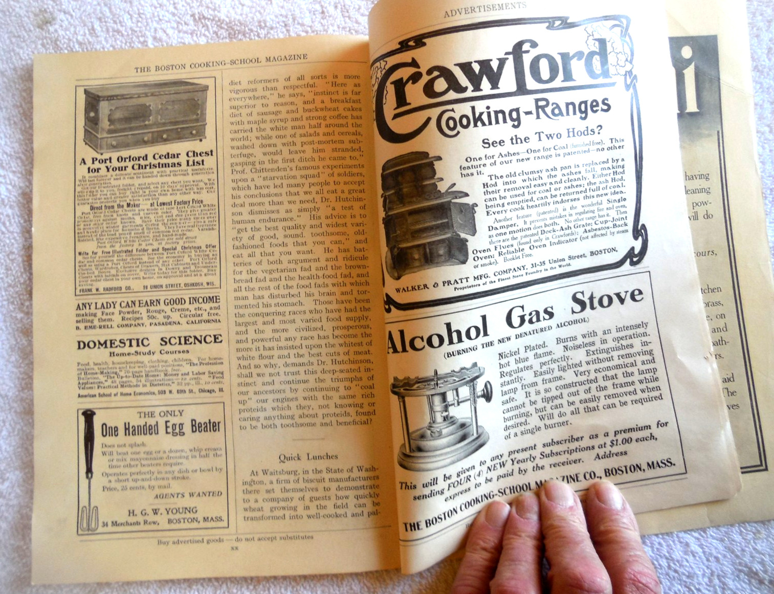“THE BOSTON COOKING SCHOOL MAGAZINE DEC. 1909” 32 pages ads, recipes