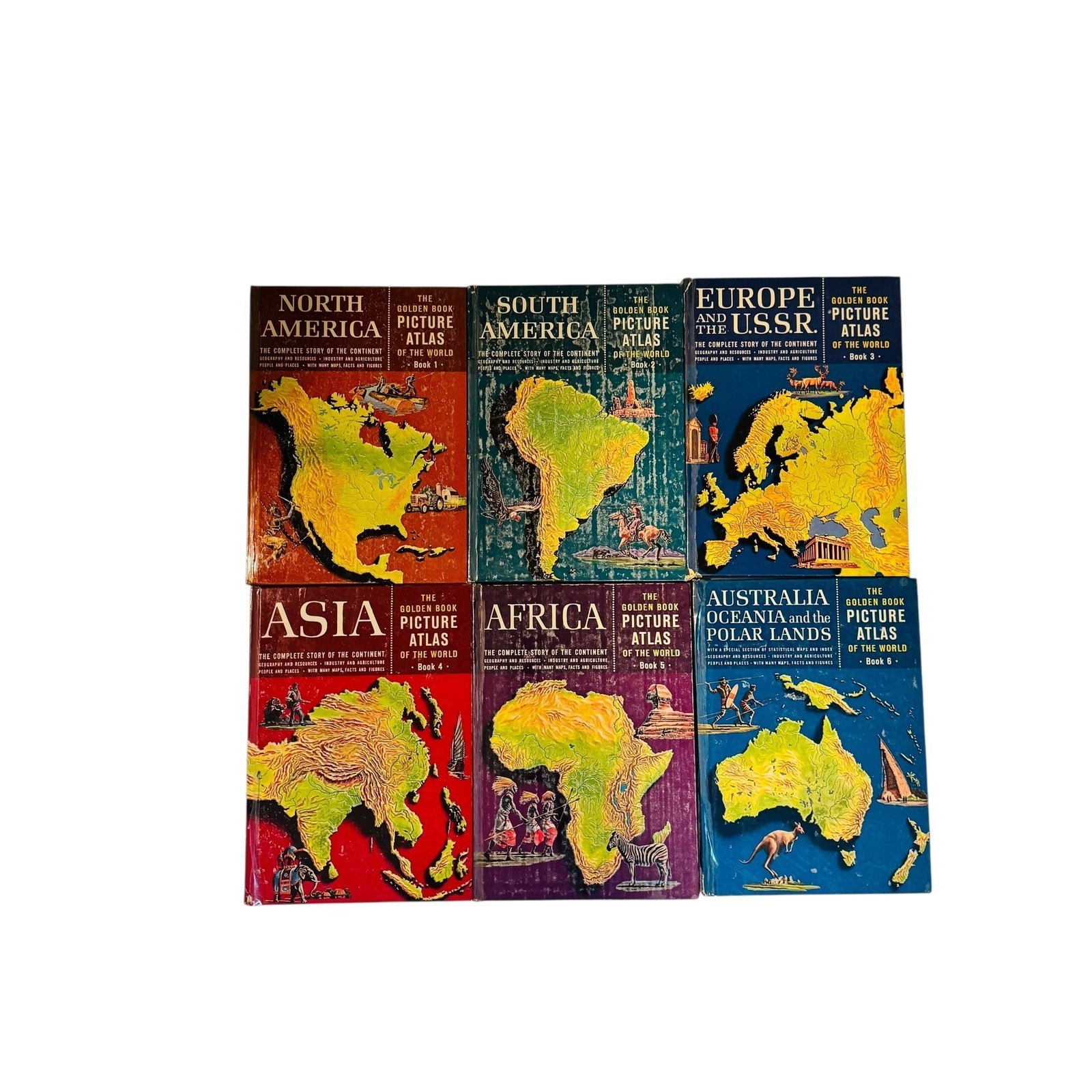 Vtg Golden Book Encyclopedia & Picture Atlas World Set 1960 Golden Press