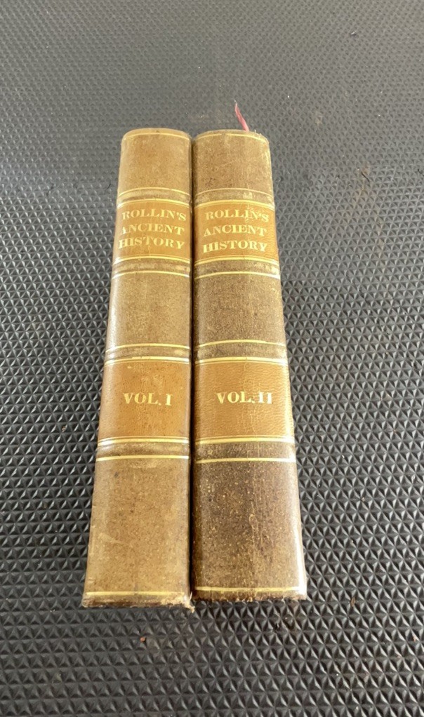 1847 Rollins Ancient History of World Vol. 1 & 2 Leather
