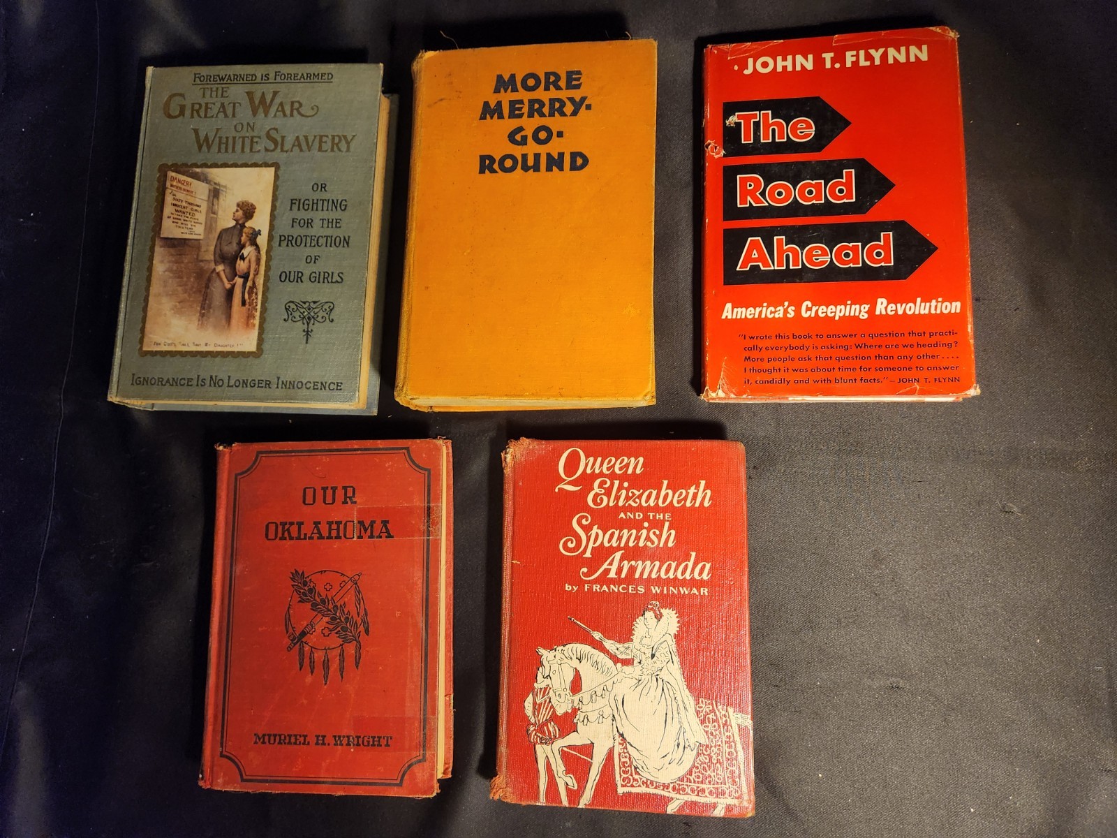 ANTIQUE/VINTAGE SET OF 5 Informational Hardback Novels- Various Authors & Topics
