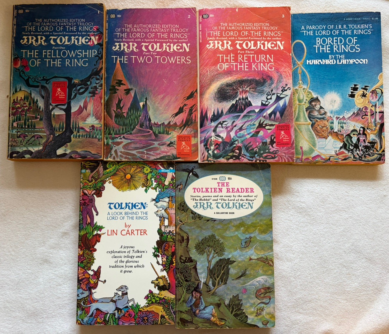 Lord of the Rings JRR Tolkien Ballantine Vintage Paperback Set of 6 Books