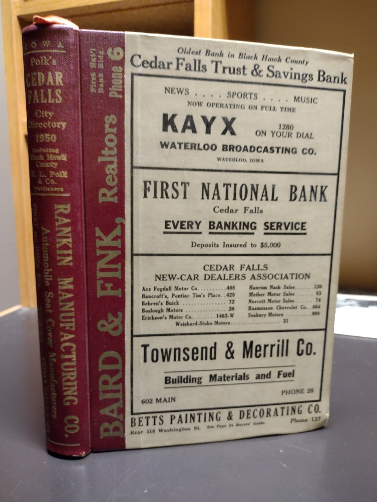 R.L. Polk’s Cedar Falls Black Hawk County Iowa City Directory 1950 Buyer’s Guide