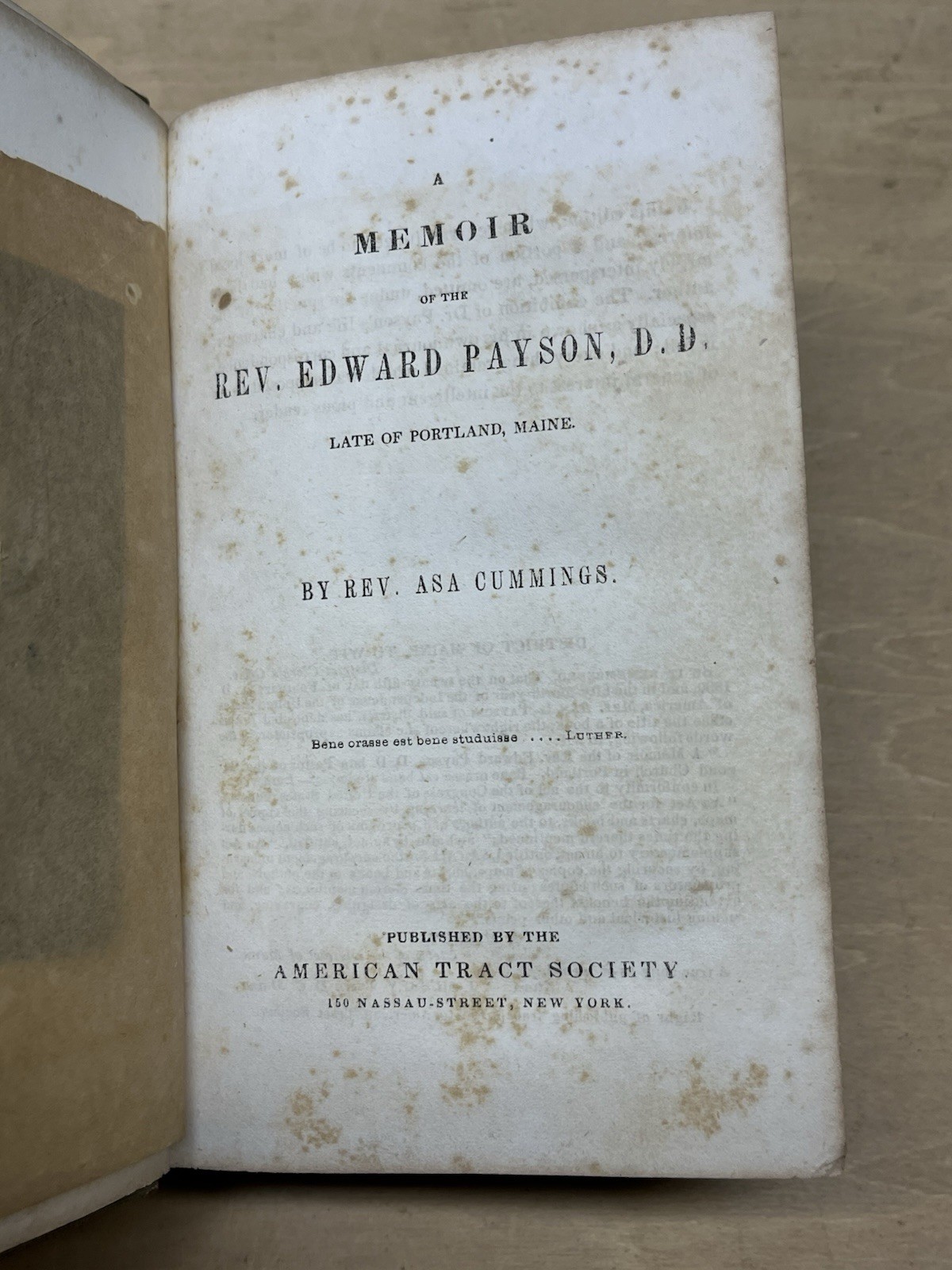 A Memoir of the Rev Edward Payson︱ Late of Portland, Maine ︱1830︱Antique Book