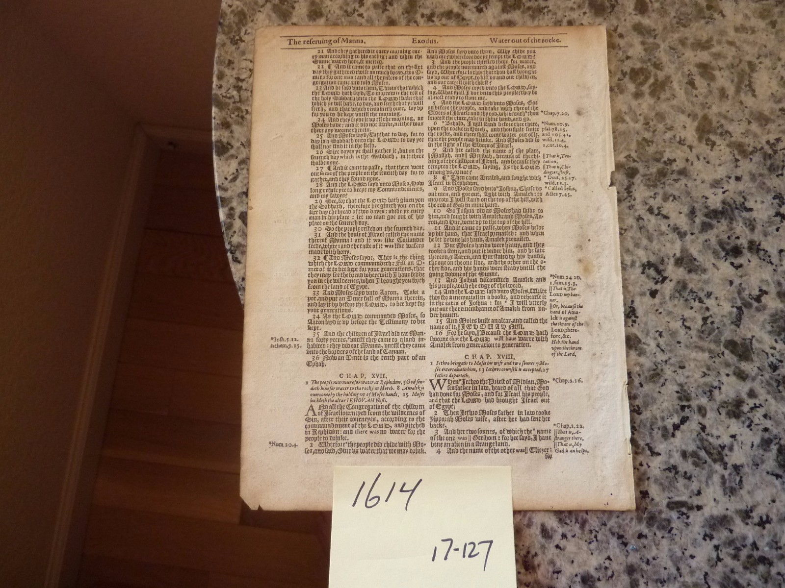 (Leaf) This is an original leaf from The King James Bible1613 (404 yrs) 17-127