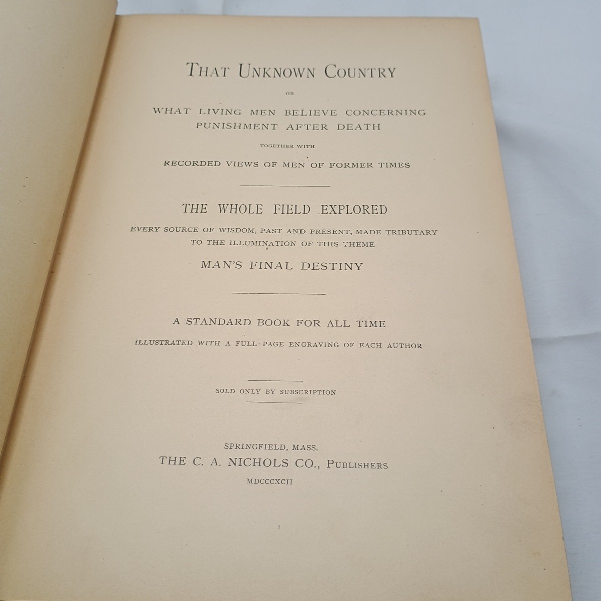Antique Book That Unknown Country – Death Afterlife & Spirituality 1888