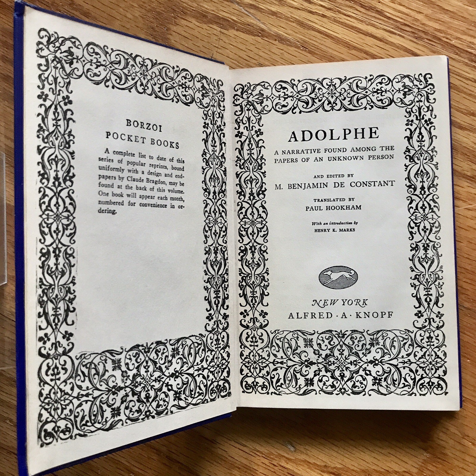 BENJAMIN CONSTANT—Adolphe—Knopf—1925—1st Thus HC—”Original & Touching”—De Stael